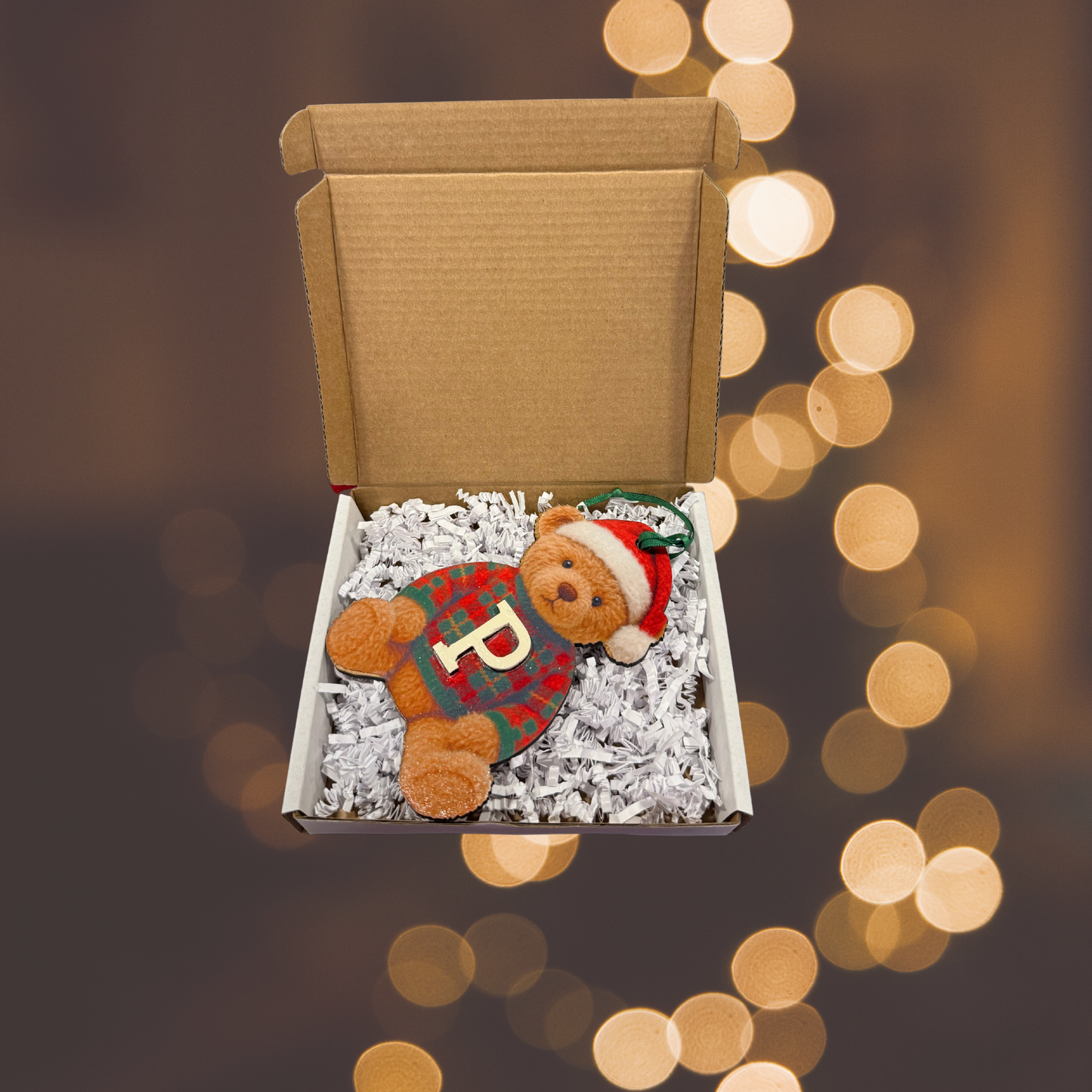 Personalized Wooden Ornament: Personalized Teddy Bear, Initial, Custom Name, Polo Christmas 2025 Ornament