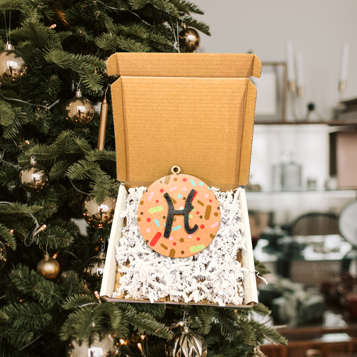 Christmas Round Wood Ornament: Personalized Candy Family, Custom Name, 2025 Ornament