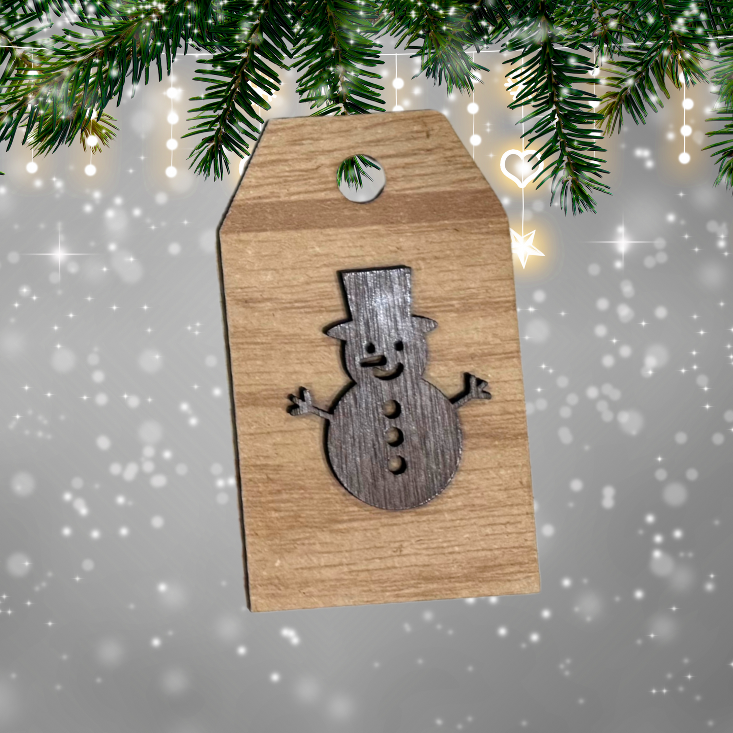 Personalized Wood Gift Tag: Laser Cut, Custom Name, Family Ornament, Engraved, Stocking tag