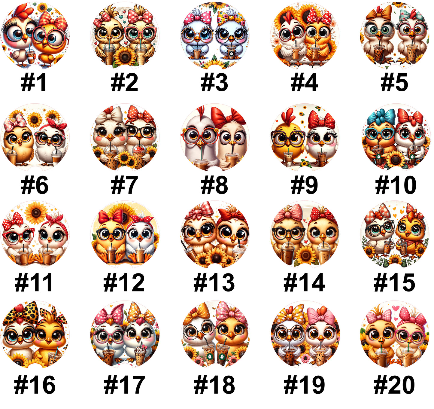 Cute Car Coaster – Coffee Chicken Farm Animal Drink Holder for Cup Holder – Funny Gift for Chicken Lovers & Coffee Fans