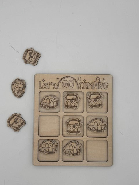 Tic Tac Toe Board Game - Travel-Friendly Kids Outdoor Game, Portable Family Fun Toy for Camping Trips & Picnics - Let’s Go Camping!