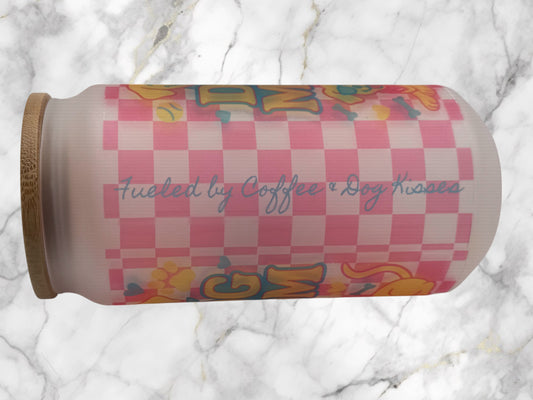 Dog Mom & Cat Mom Glass Can with Bamboo Lid & Straw | Cute Pet-Themed Gift for Animal Lovers, Great for Iced Coffee