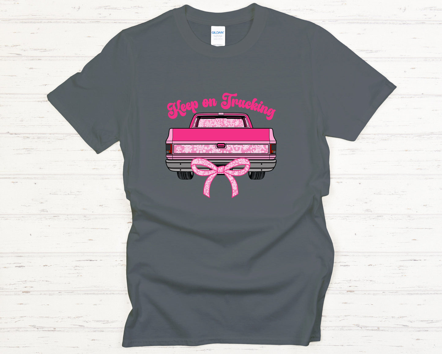 Keep On Trucking Country Graphic Tee Retro Pink Truck Graphic Tee Cute Country Western Rodeo Outfit Bow Top