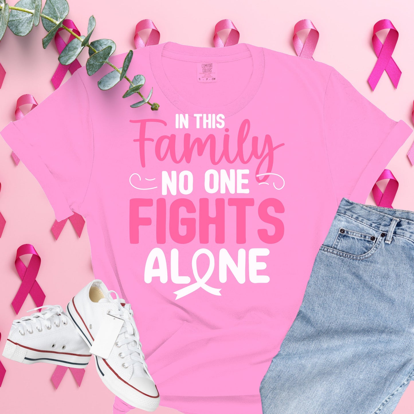  Breast Cancer Awareness Shirt on Comfort Colors® Tee – Pink Ribbon, October Support, Halloween Theme