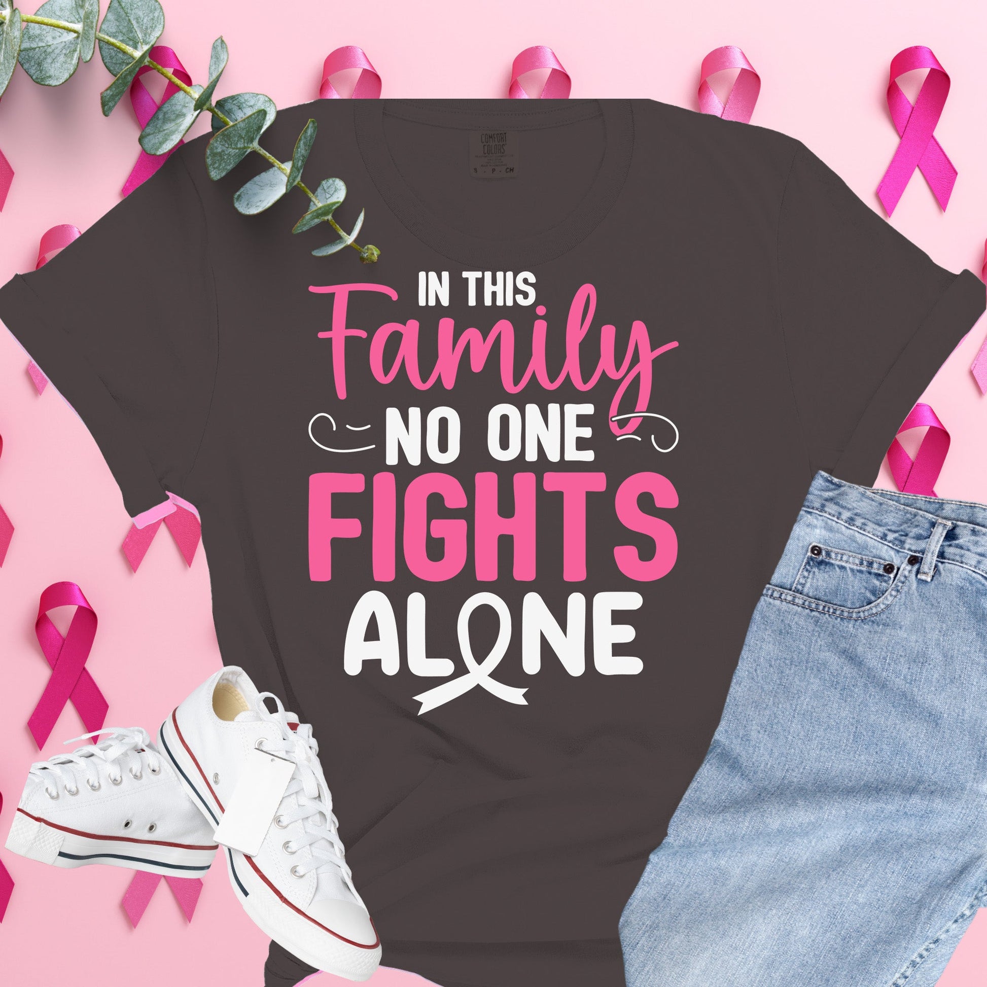  Breast Cancer Awareness Shirt on Comfort Colors® Tee – Pink Ribbon, October Support, Halloween Theme