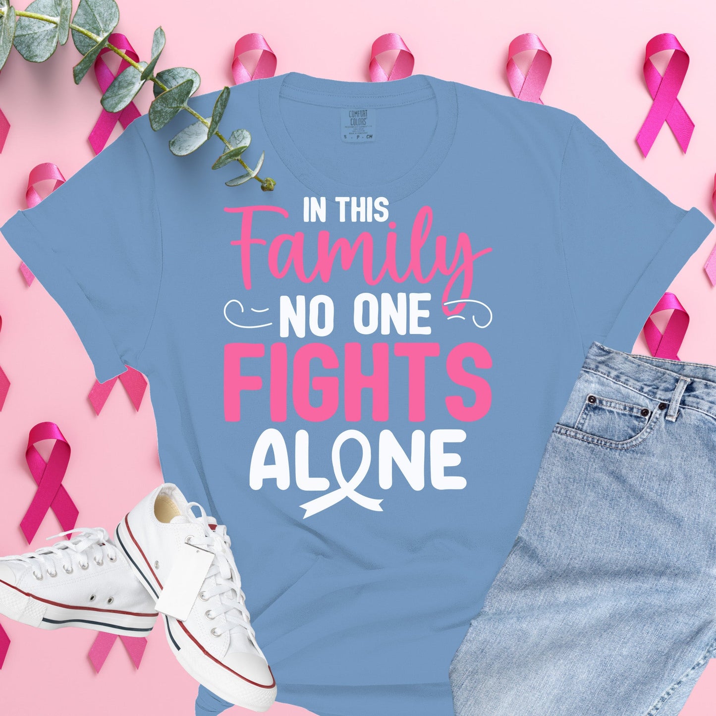  Breast Cancer Awareness Shirt on Comfort Colors® Tee – Pink Ribbon, October Support, Halloween Theme