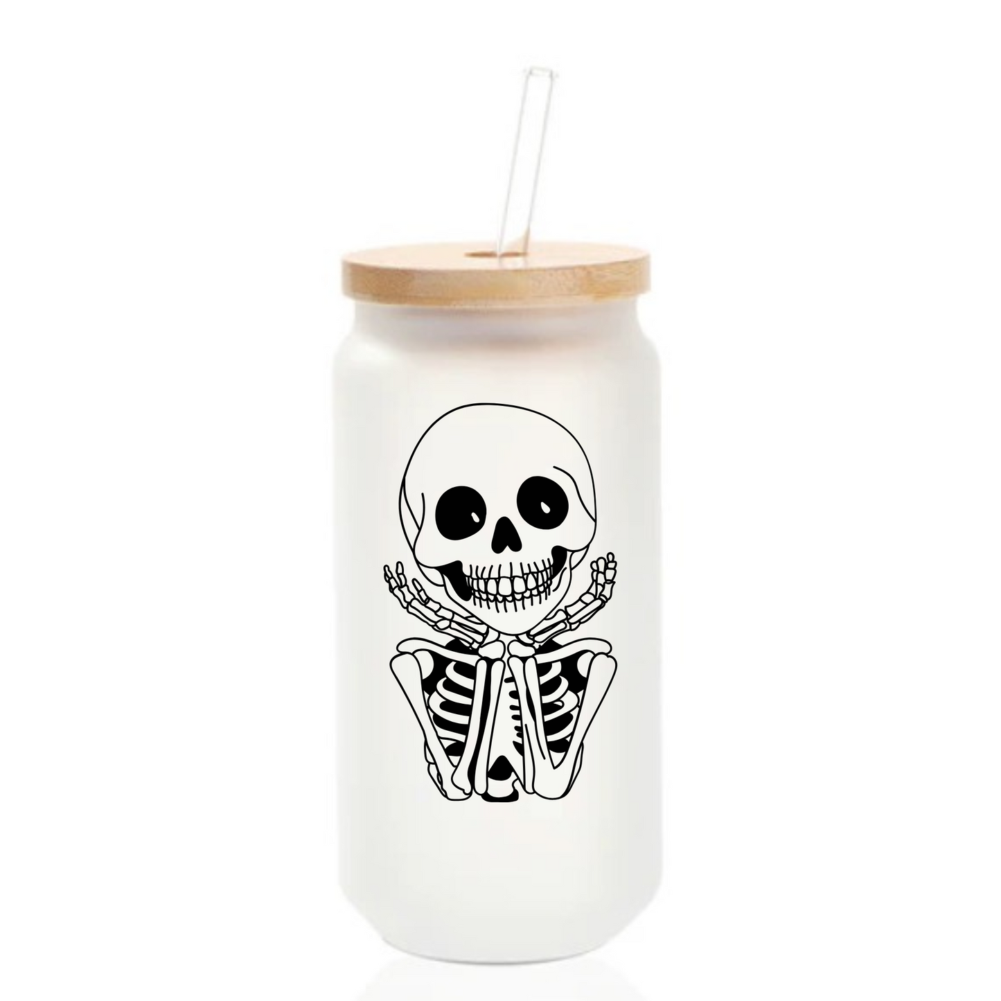 💀 Skeleton Themed – 18 oz Glass Can