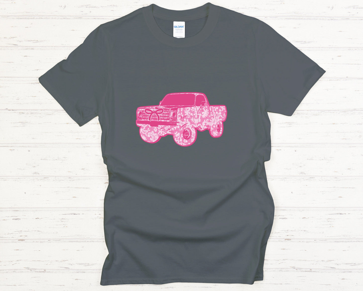 Pink Floral Pickup Truck T-Shirt, Cute Western Cowgirl Shirt, Trendy Country Rodeo Outfit with Lace, Vintage Truck Lover Gift