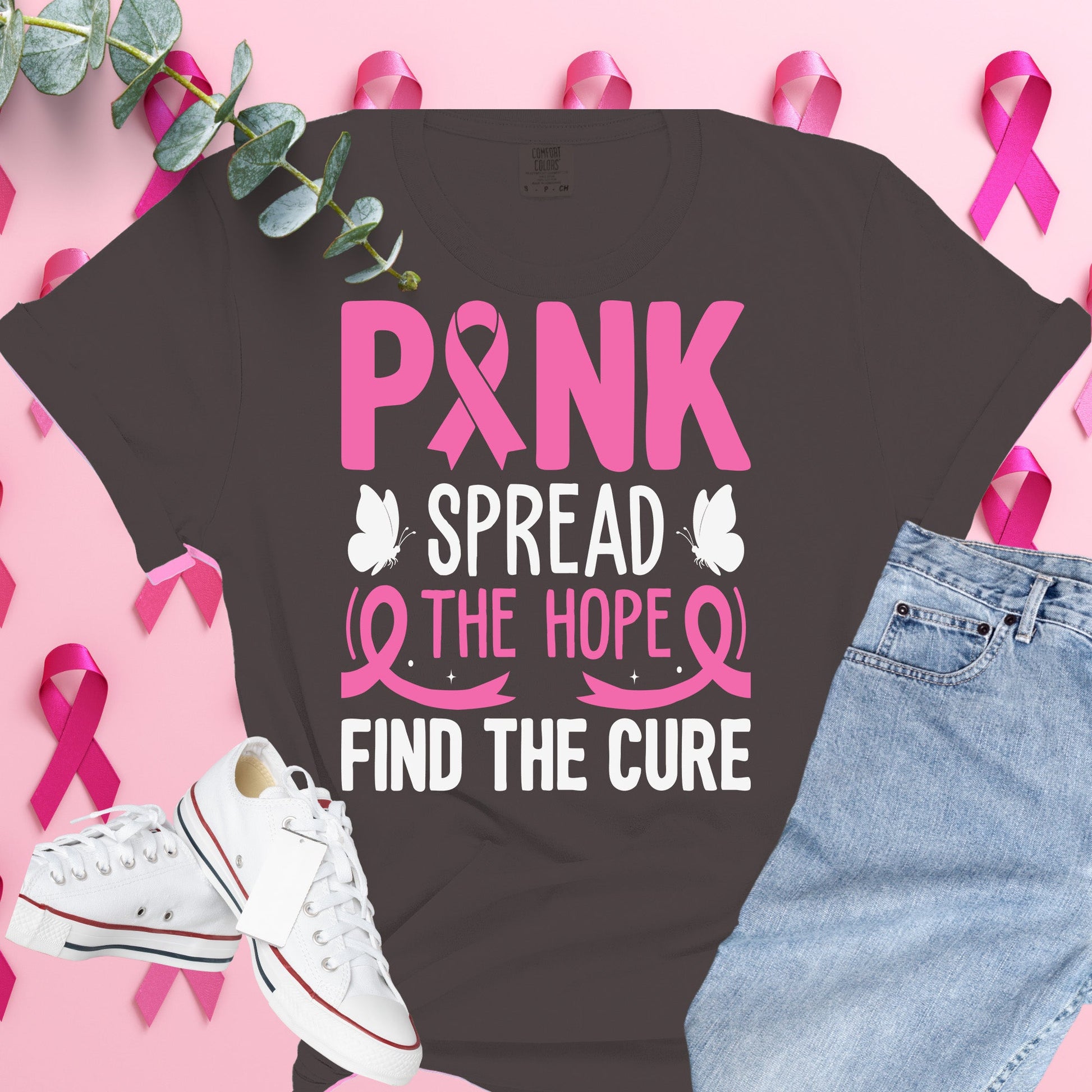  Breast Cancer Awareness Shirt on Comfort Colors® Tee – Pink Ribbon, October Support, Halloween Theme