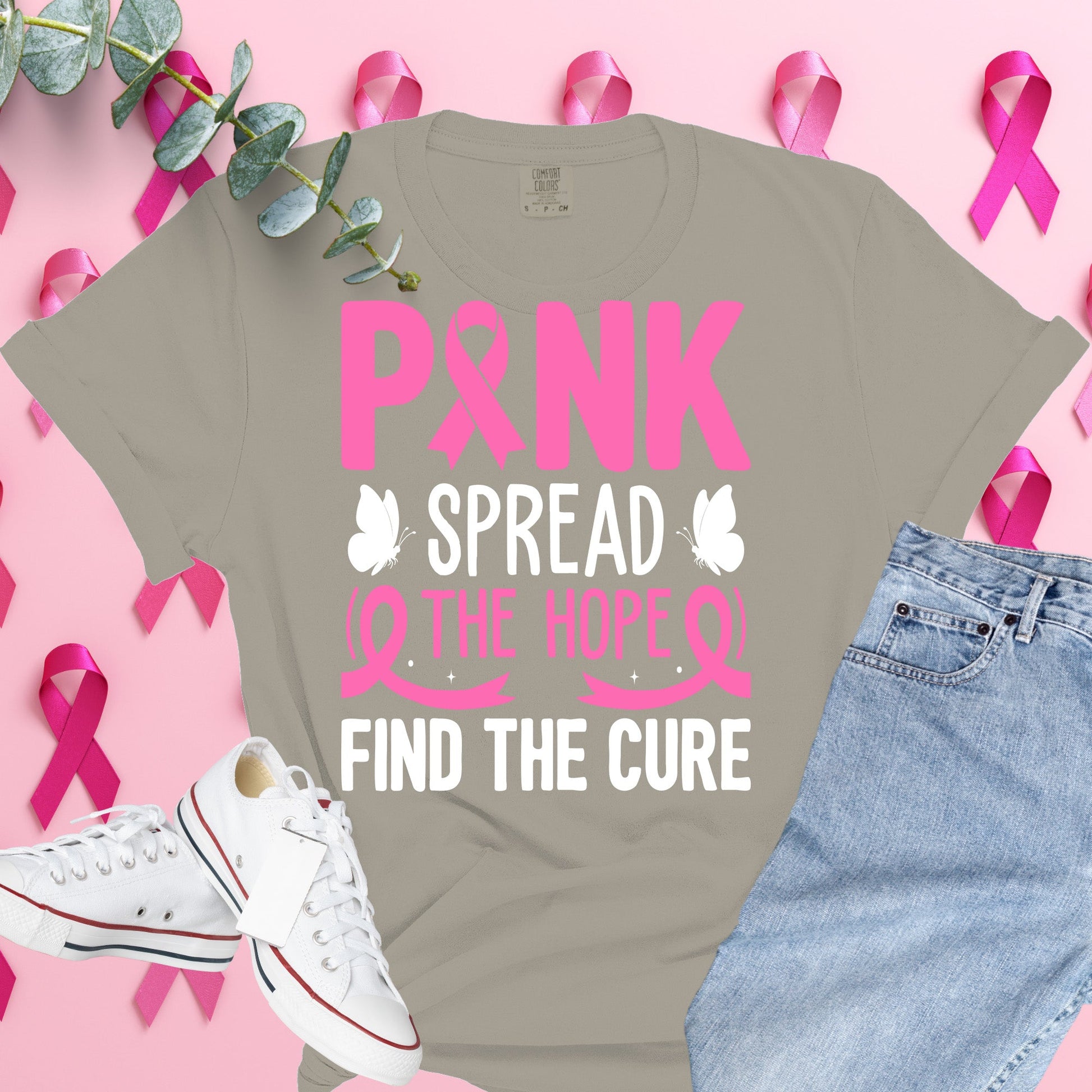  Breast Cancer Awareness Shirt on Comfort Colors® Tee – Pink Ribbon, October Support, Halloween Theme