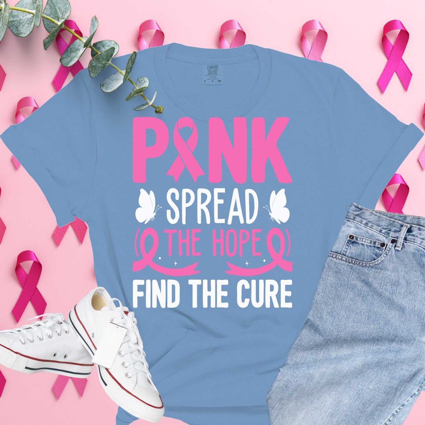  Breast Cancer Awareness Shirt on Comfort Colors® Tee – Pink Ribbon, October Support, Halloween Theme