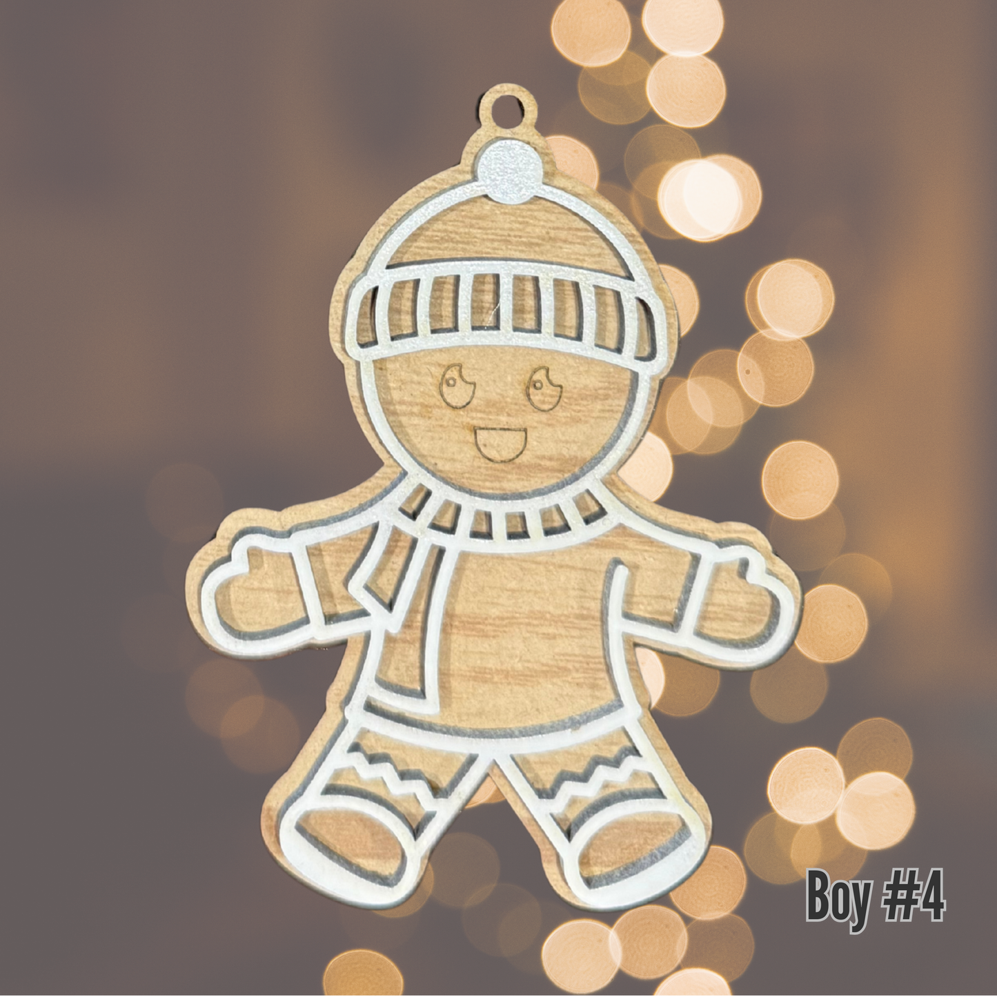 Christmas Wood Ornament:  Personalized Gingerbread Family, Custom Name, 2025 Ornament
