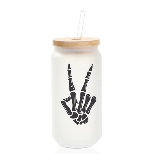 💀 Skeleton Themed – 18 oz Glass Can
