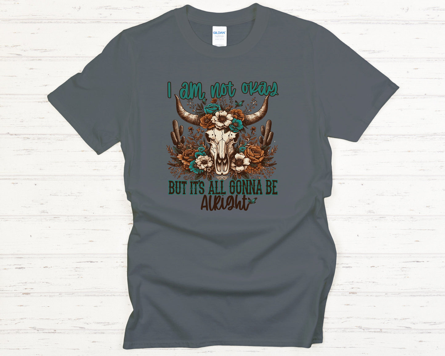 Im Not Ok Jelly Roll T-Shirt  Distressed Retro Western Graphic Tee Cow Skull  Lightning Design Bold Statement Apparel