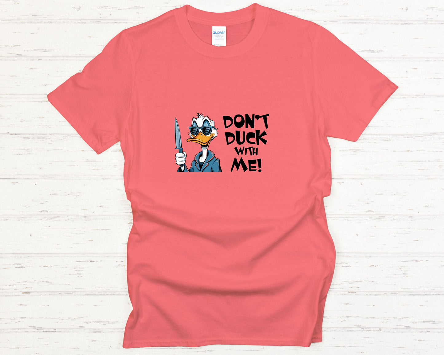 Funny Duck T-Shirt - Don't Duck With Me Cartoon Graphic Tee, Sarcastic Humor Shirt, Bold Statement Gift for Men & Women