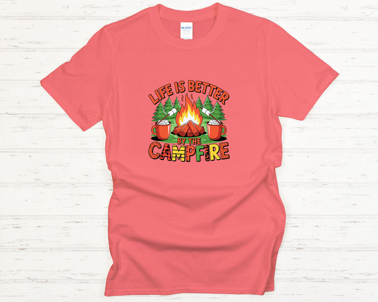 Camping Shirt Life Is Better By the Campfire – Cozy Outdoor Adventure Tee, Bonfire Lover Gift, Rustic Nature Graphic Apparel