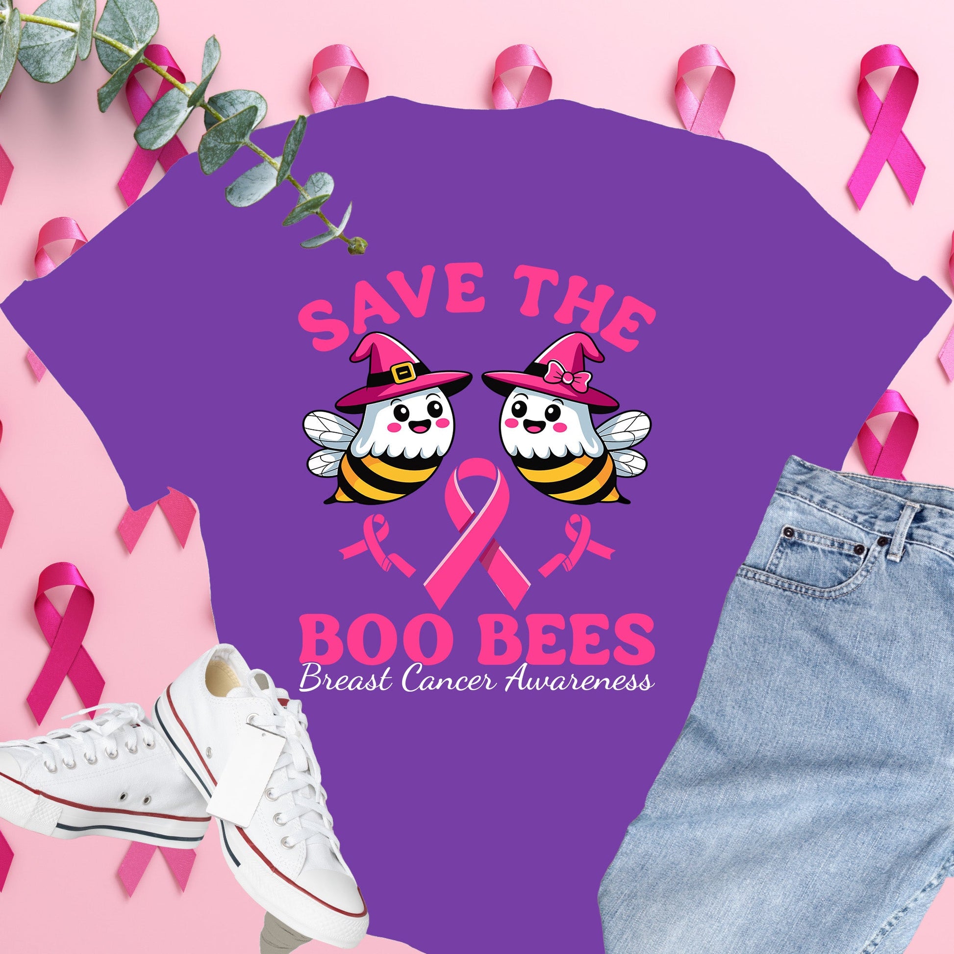 Breast Cancer Awareness Shirt on Comfort Colors® Tee – Pink Ribbon, October Support, Halloween Theme