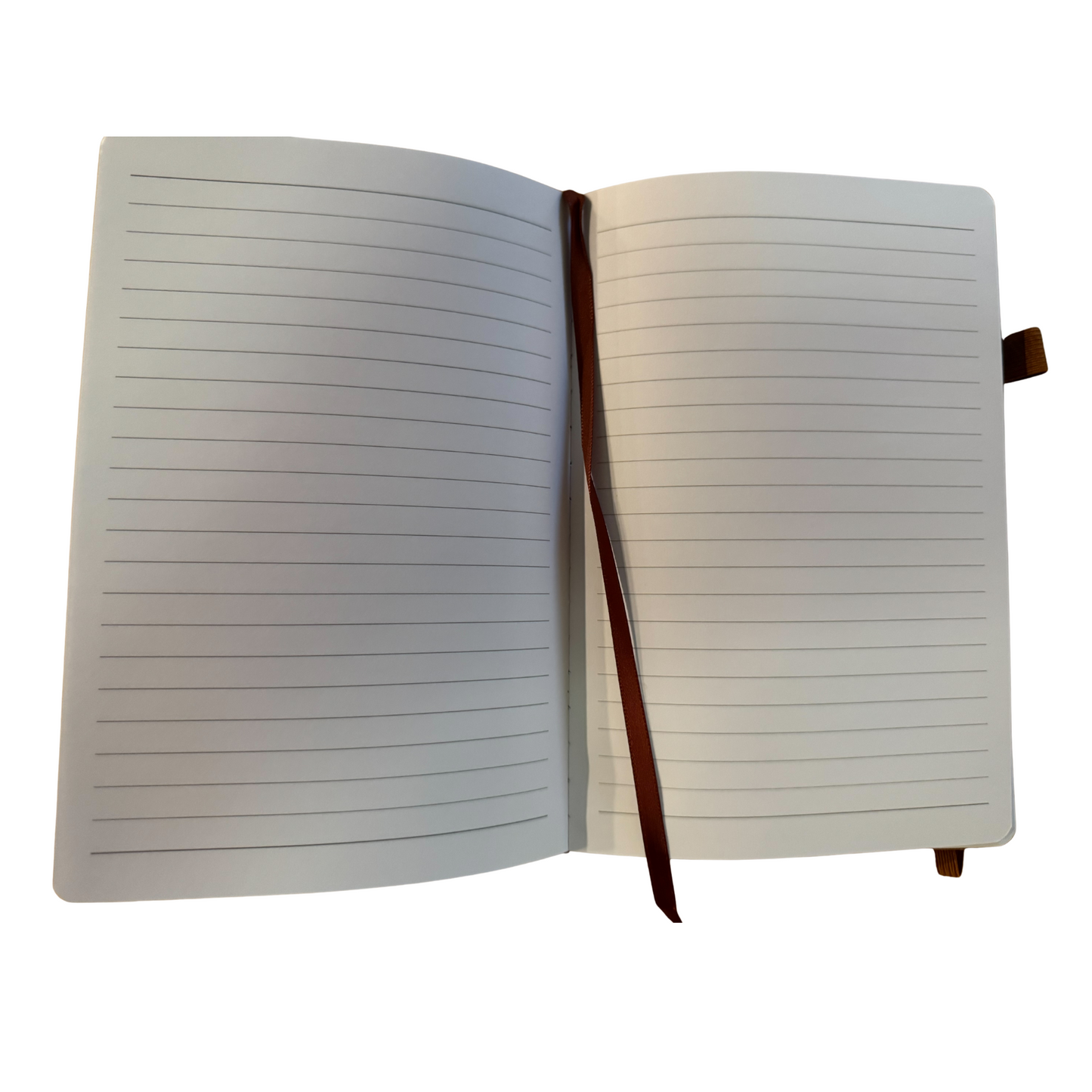 Gradient Leather Logo Engraved Notebook with Pen Holder, Closure Band, and Page Marker