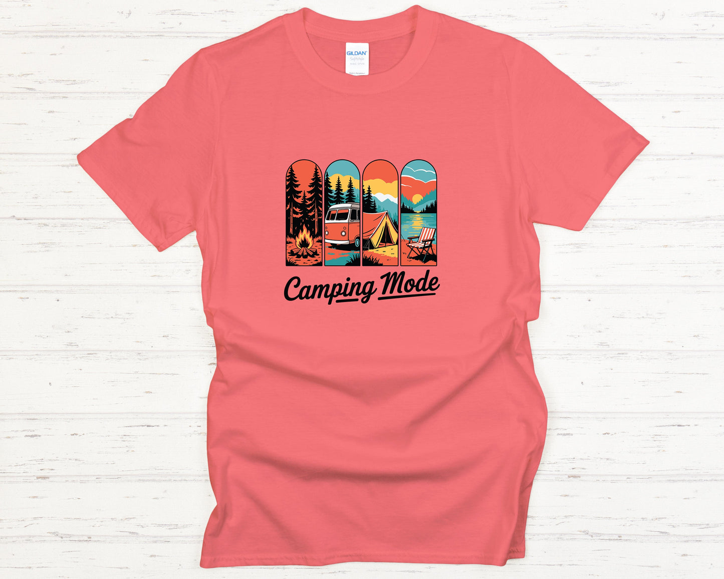 Camping Shirt Outdoor Adventure Tee with Colorful Campfire Graphic, Cozy Camper Gift for Hiking & Nature Lovers