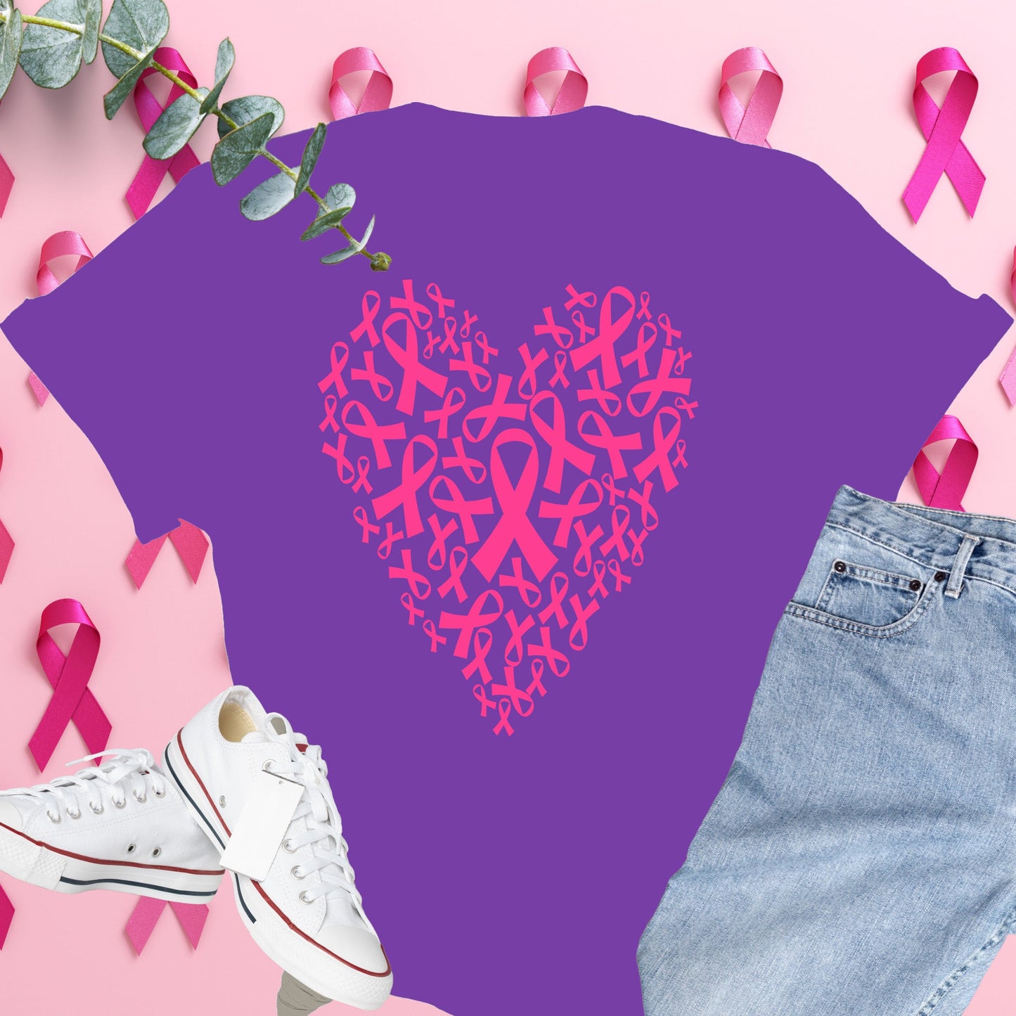  Breast Cancer Awareness Shirt on Comfort Colors® Tee – Pink Ribbon, October Support, Halloween Theme