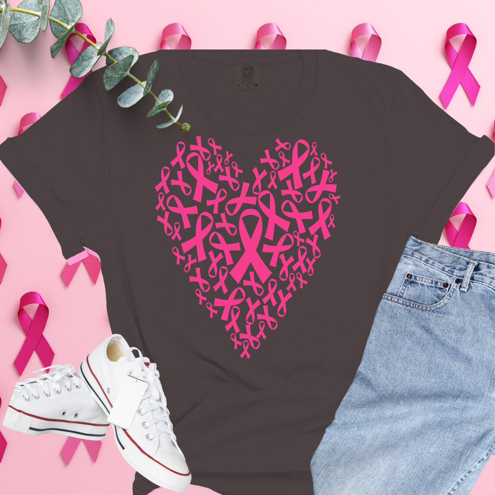  Breast Cancer Awareness Shirt on Comfort Colors® Tee – Pink Ribbon, October Support, Halloween Theme