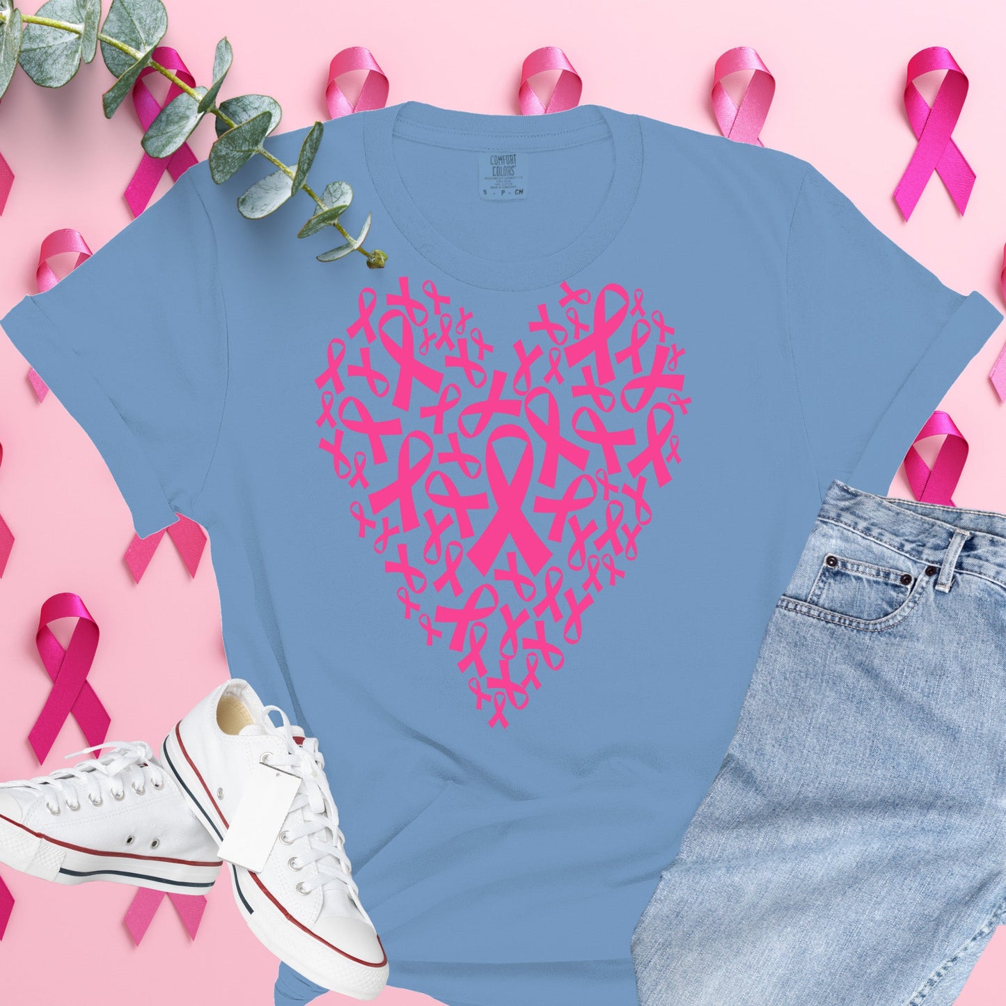  Breast Cancer Awareness Shirt on Comfort Colors® Tee – Pink Ribbon, October Support, Halloween Theme