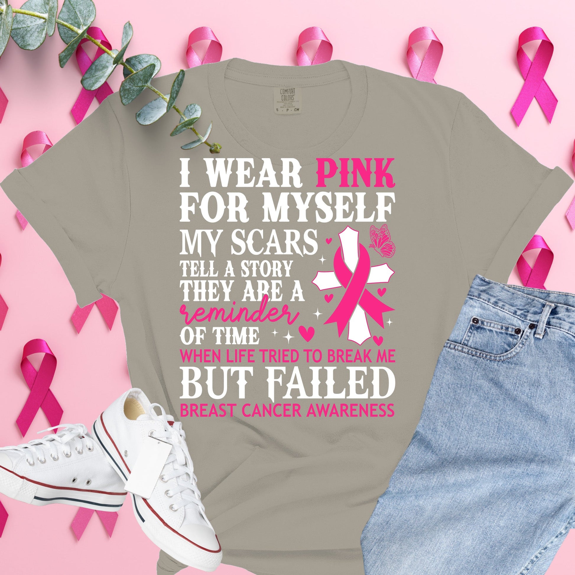  Breast Cancer Awareness Shirt on Comfort Colors® Tee – Pink Ribbon, October Support, Halloween Theme