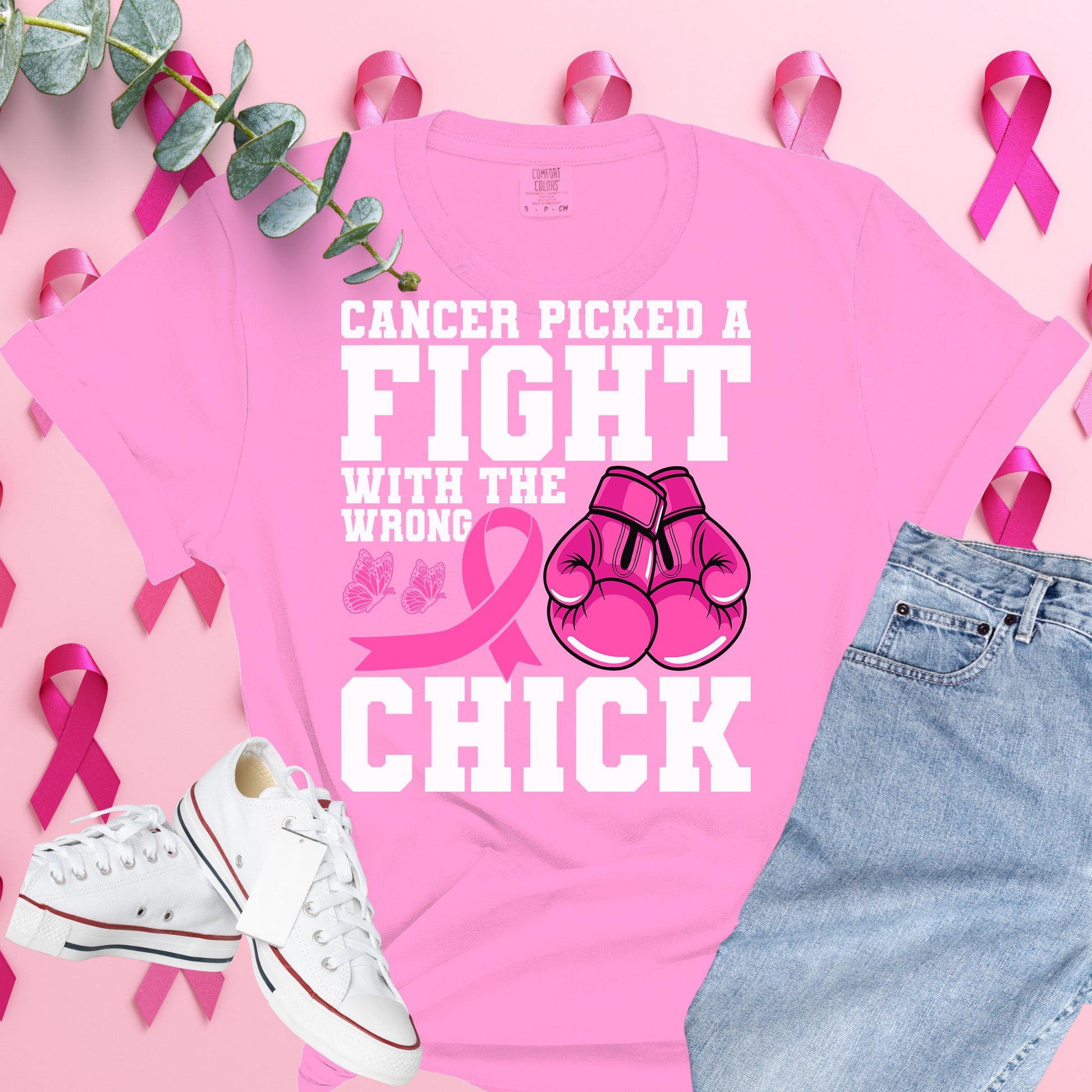  Breast Cancer Awareness Shirt on Comfort Colors® Tee – Pink Ribbon, October Support, Halloween Theme