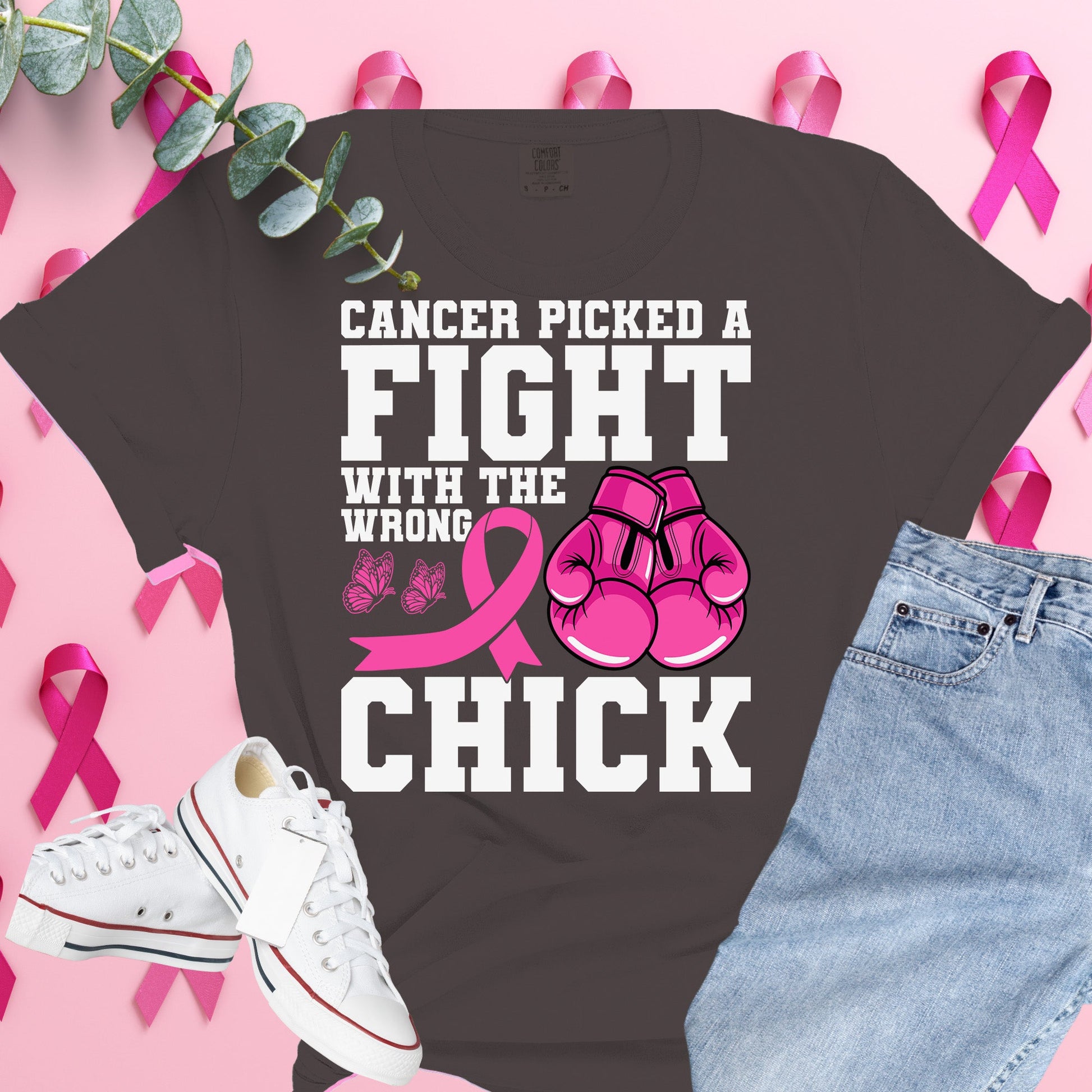  Breast Cancer Awareness Shirt on Comfort Colors® Tee – Pink Ribbon, October Support, Halloween Theme