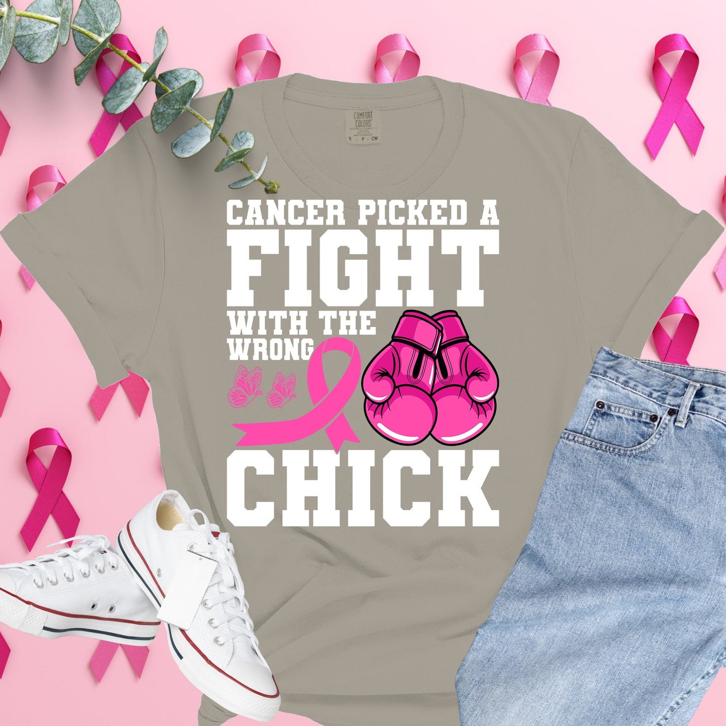  Breast Cancer Awareness Shirt on Comfort Colors® Tee – Pink Ribbon, October Support, Halloween Theme