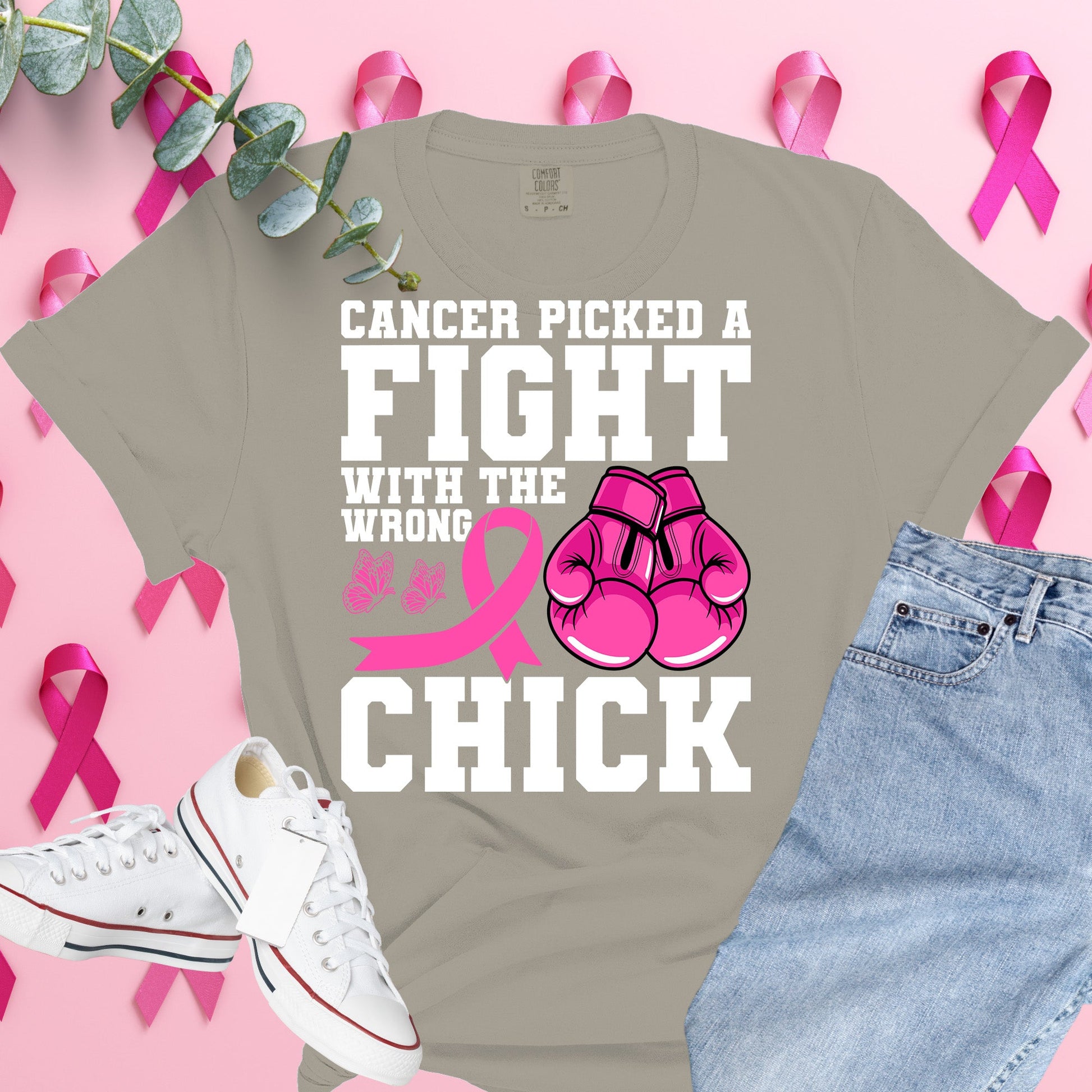  Breast Cancer Awareness Shirt on Comfort Colors® Tee – Pink Ribbon, October Support, Halloween Theme
