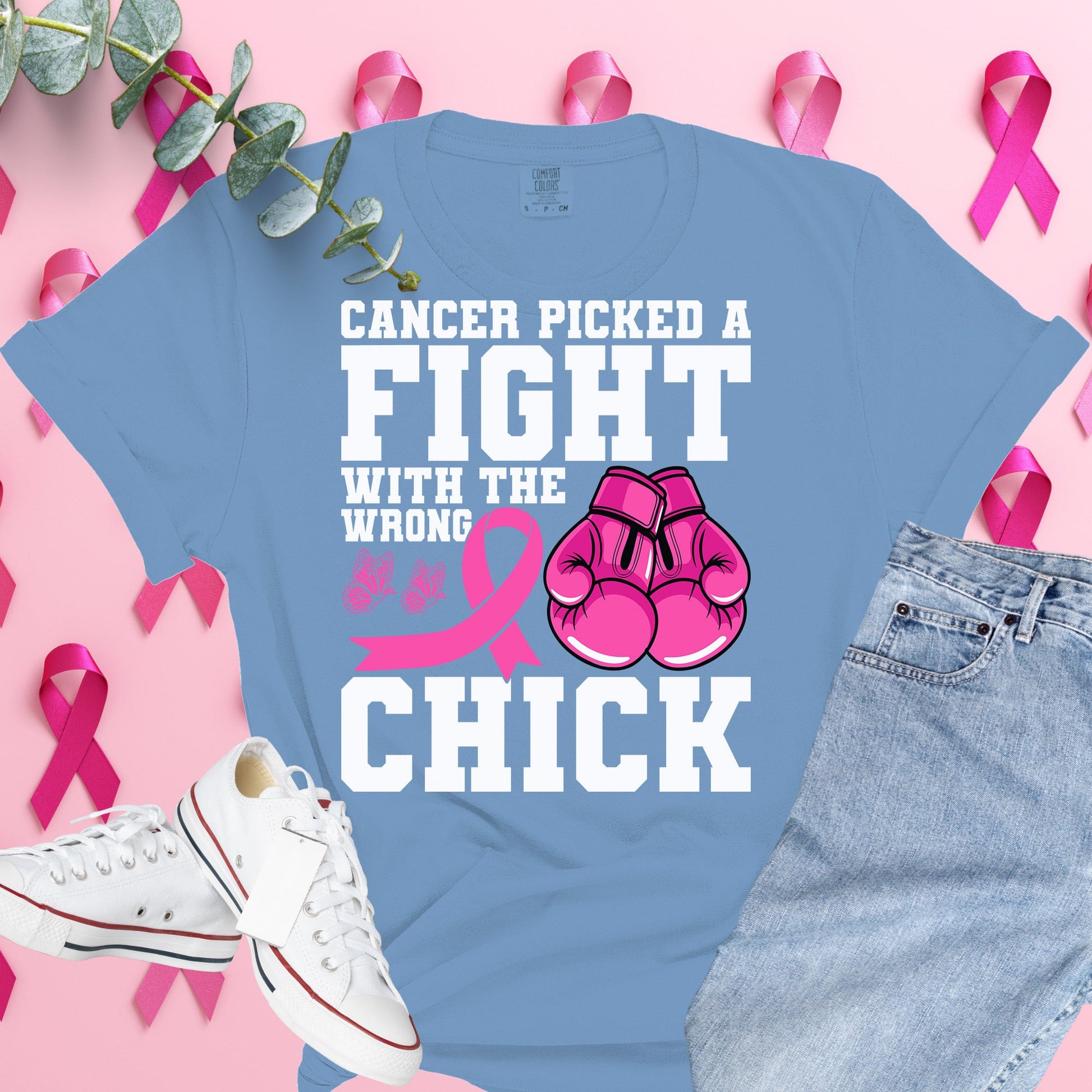  Breast Cancer Awareness Shirt on Comfort Colors® Tee – Pink Ribbon, October Support, Halloween Theme