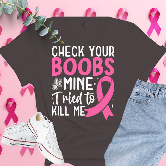  Breast Cancer Awareness Shirt on Comfort Colors® Tee – Pink Ribbon, October Support, Halloween Theme