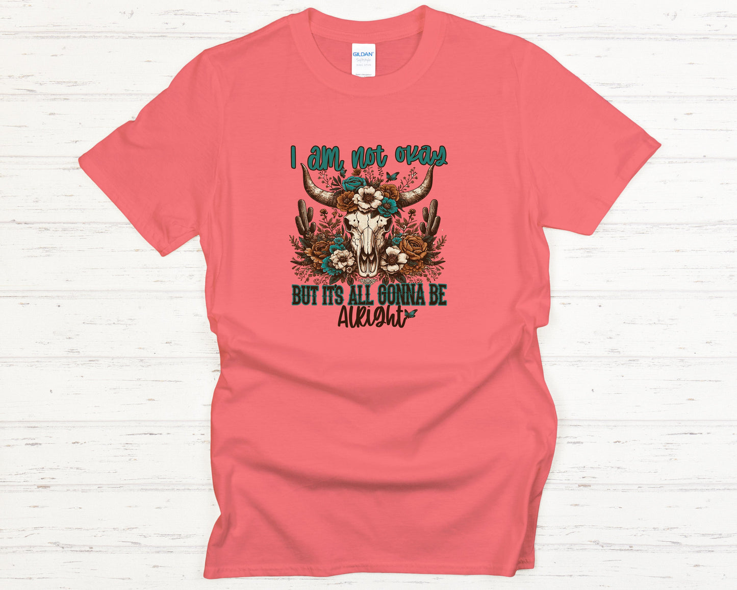 Im Not Ok Jelly Roll T-Shirt  Distressed Retro Western Graphic Tee Cow Skull  Lightning Design Bold Statement Apparel
