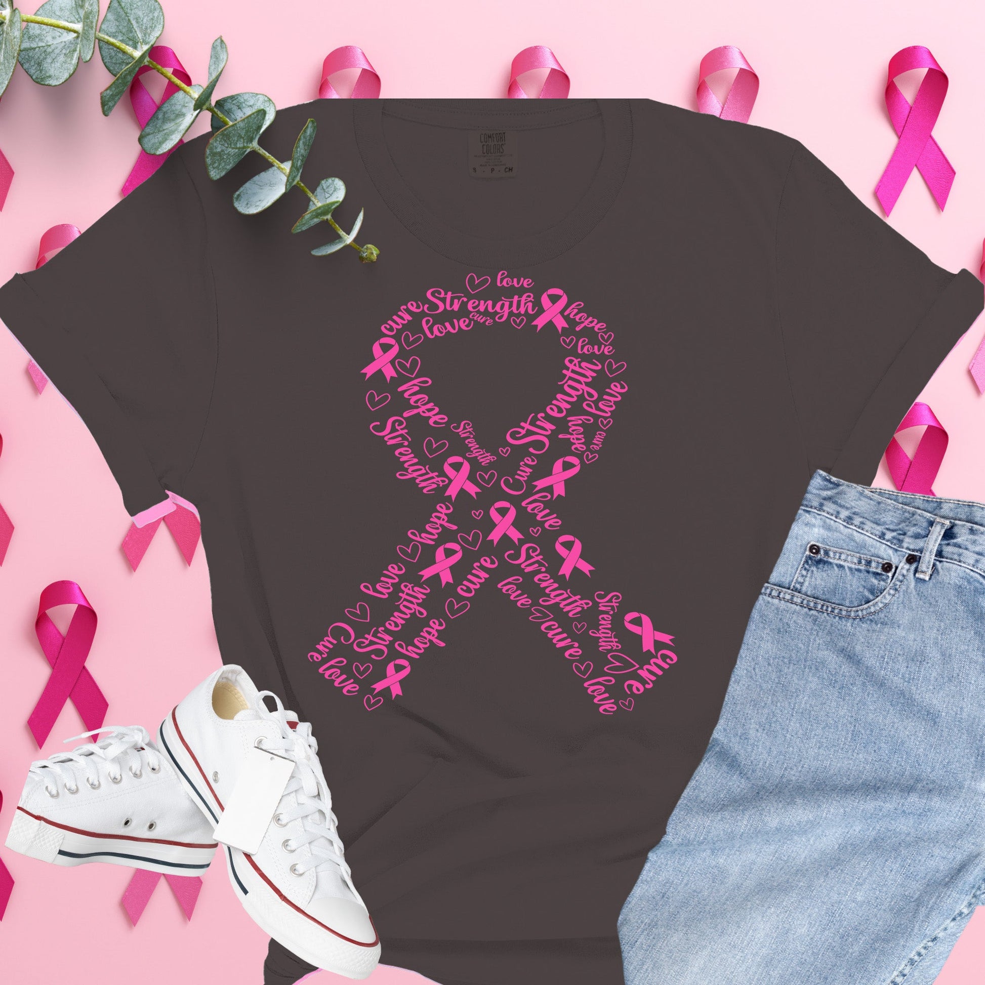  Breast Cancer Awareness Shirt on Comfort Colors® Tee – Pink Ribbon, October Support, Halloween Theme