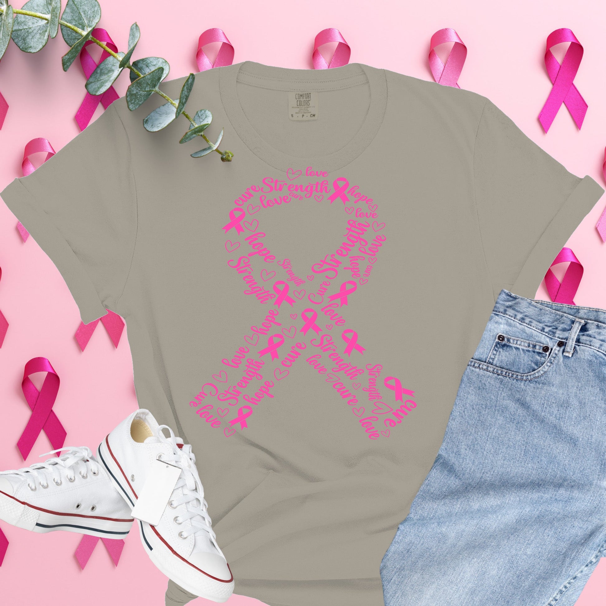  Breast Cancer Awareness Shirt on Comfort Colors® Tee – Pink Ribbon, October Support, Halloween Theme