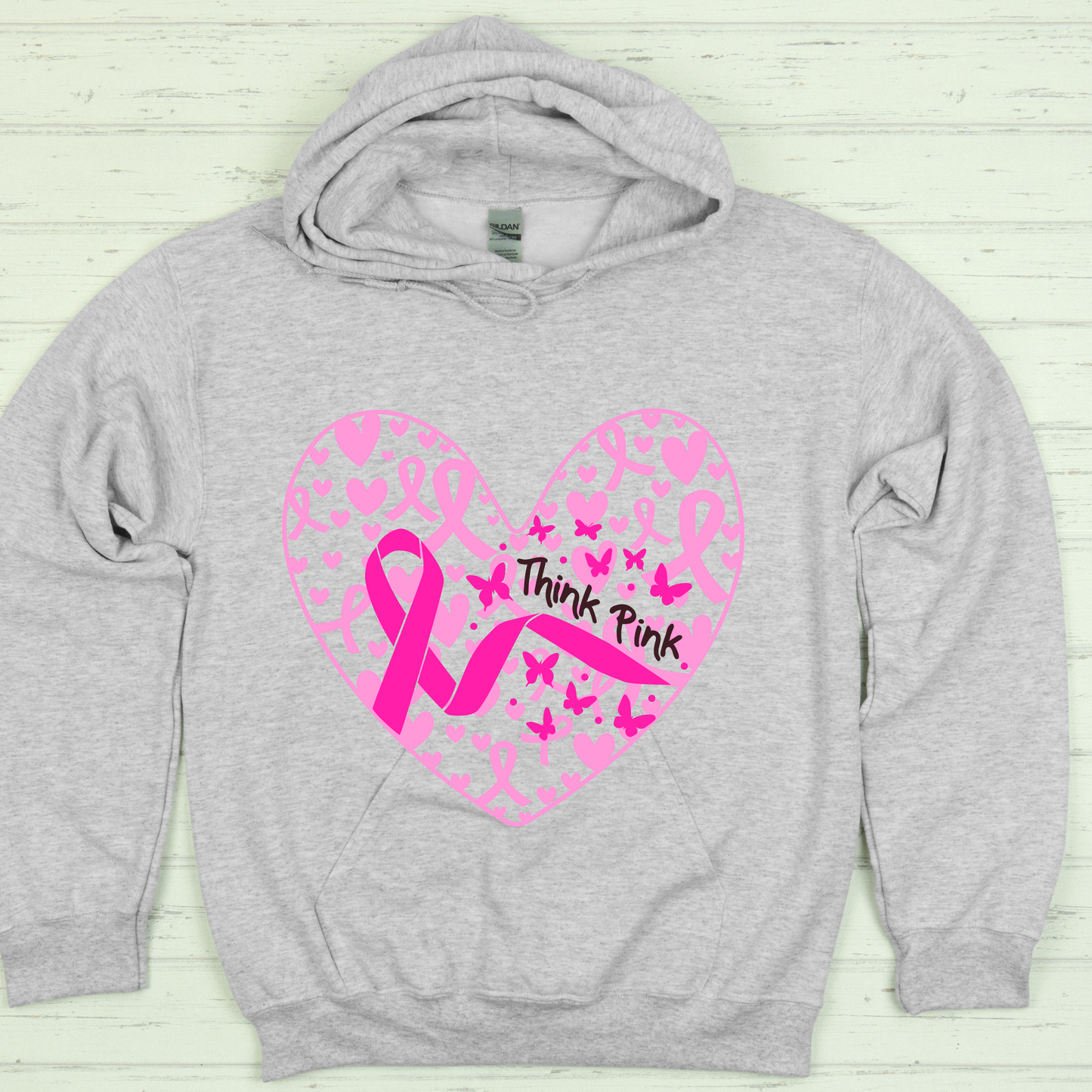 Think Pink Heart Shirt Hoodie Sweatshirt – Breast Cancer Awareness Gift October Pink Out
