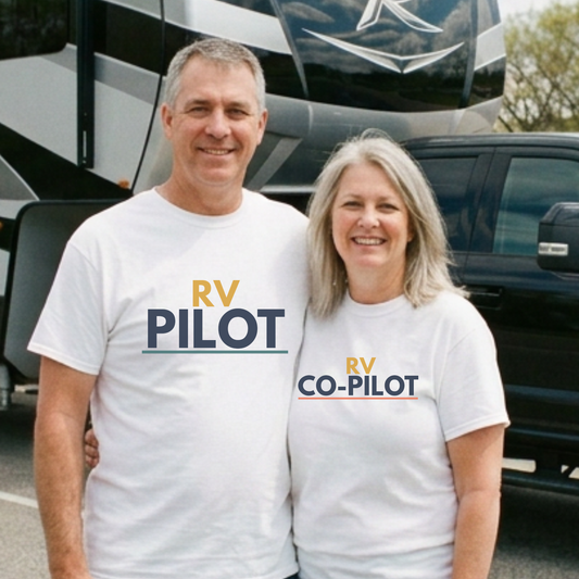 RV Pilot & RV Co-Pilot Matching Couple Shirts | His and Hers RV Camping Tees
