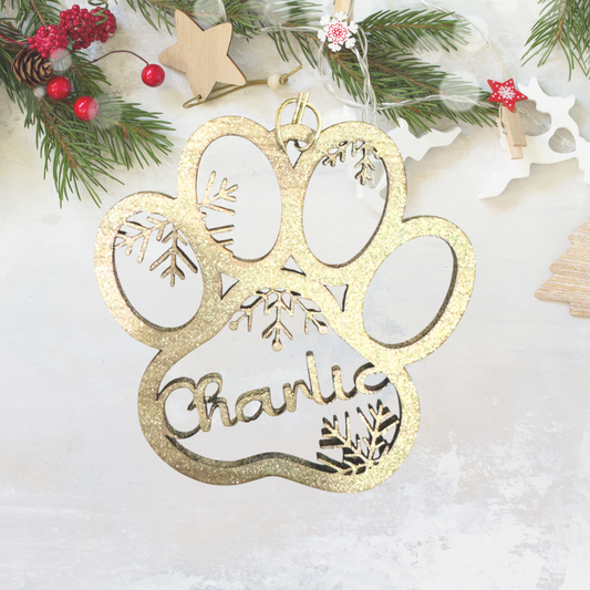 Personalized Wooden Ornament:  Personalized Dog Paw Ornament, Custom Cat Christmas Ornament, Pet Memorial and 2025 Ornament