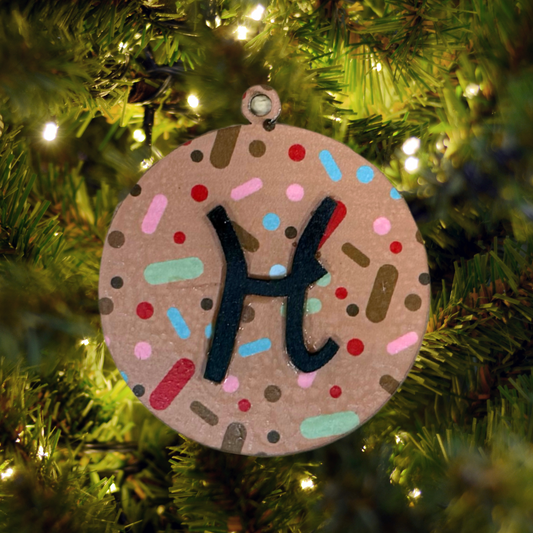 Christmas Round Wood Ornament:  Personalized Candy Family, Custom Name, 2025 Ornament