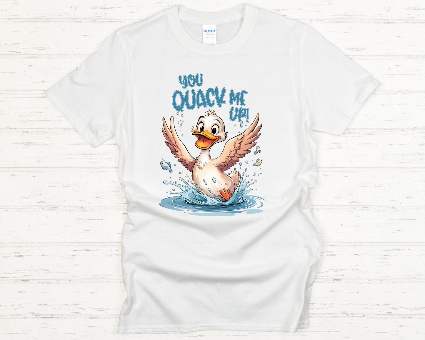 Funny Duck T-Shirt You Quack Me Up Cute Cartoon Animal Lover Gift Retro Graphic Tee
