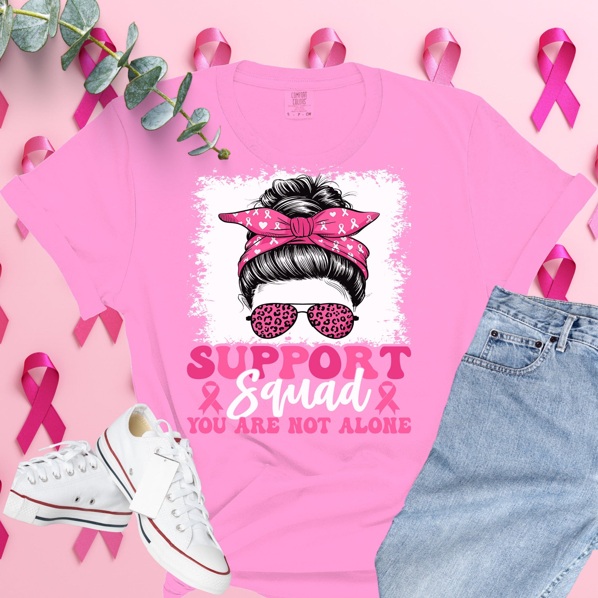  Breast Cancer Awareness Shirt on Comfort Colors® Tee – Pink Ribbon, October Support, Halloween Theme