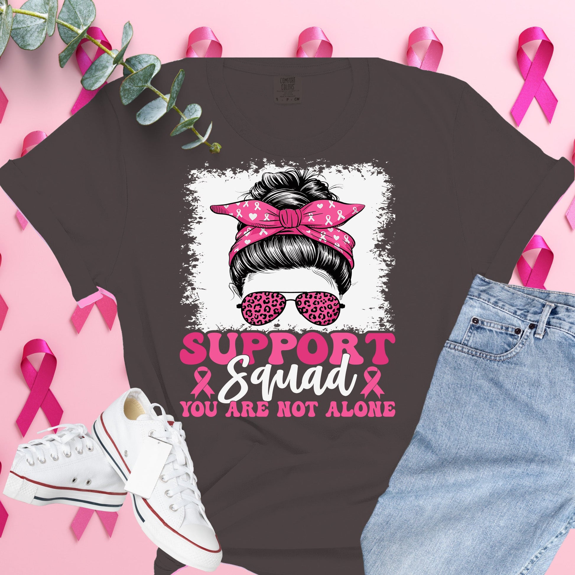  Breast Cancer Awareness Shirt on Comfort Colors® Tee – Pink Ribbon, October Support, Halloween Theme