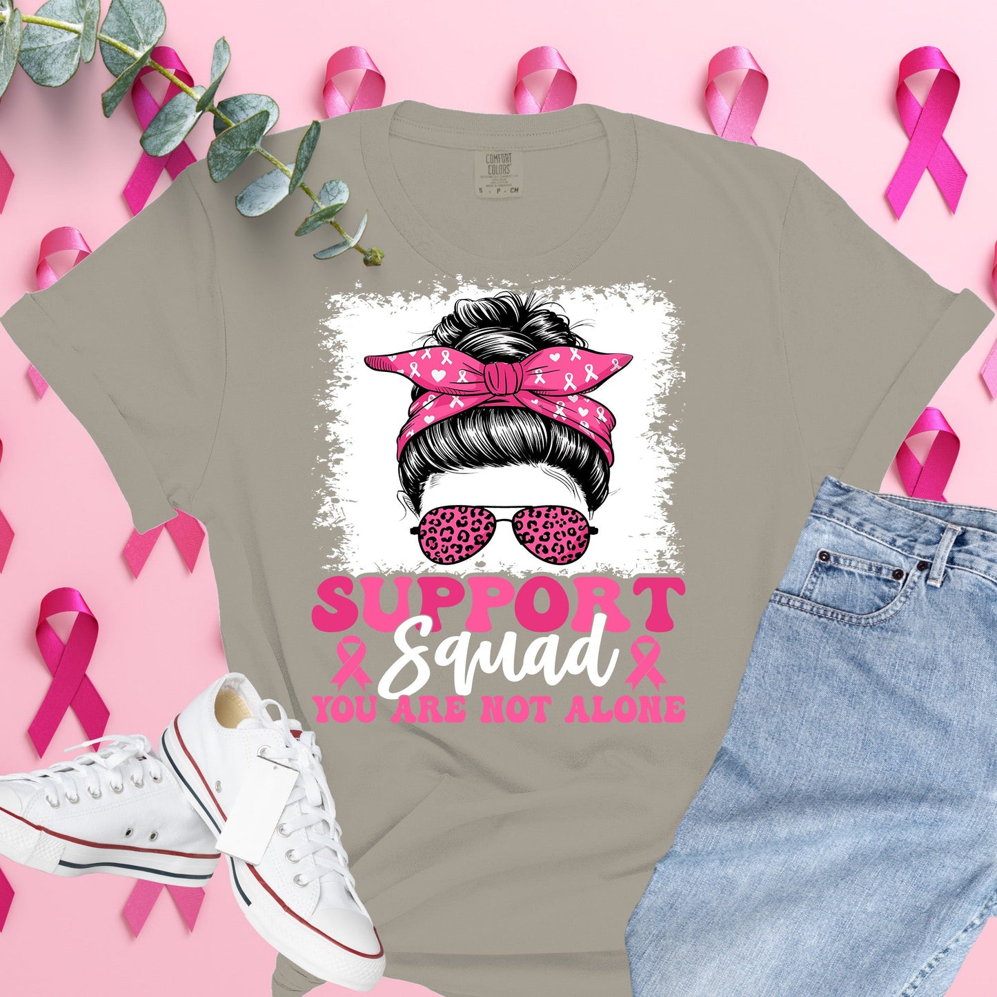  Breast Cancer Awareness Shirt on Comfort Colors® Tee – Pink Ribbon, October Support, Halloween Theme