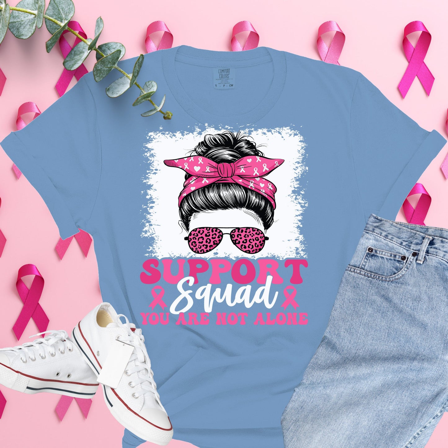 Breast Cancer Awareness Shirt on Comfort Colors® Tee – Pink Ribbon, October Support, Halloween Theme