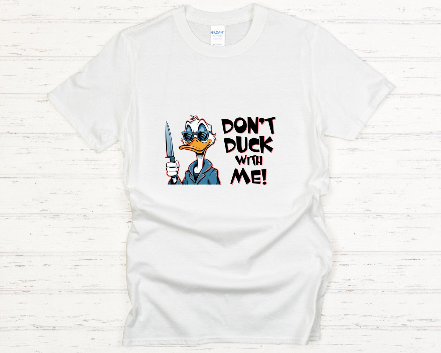 Funny Duck T-Shirt - Don't Duck With Me Cartoon Graphic Tee, Sarcastic Humor Shirt, Bold Statement Gift for Men & Women