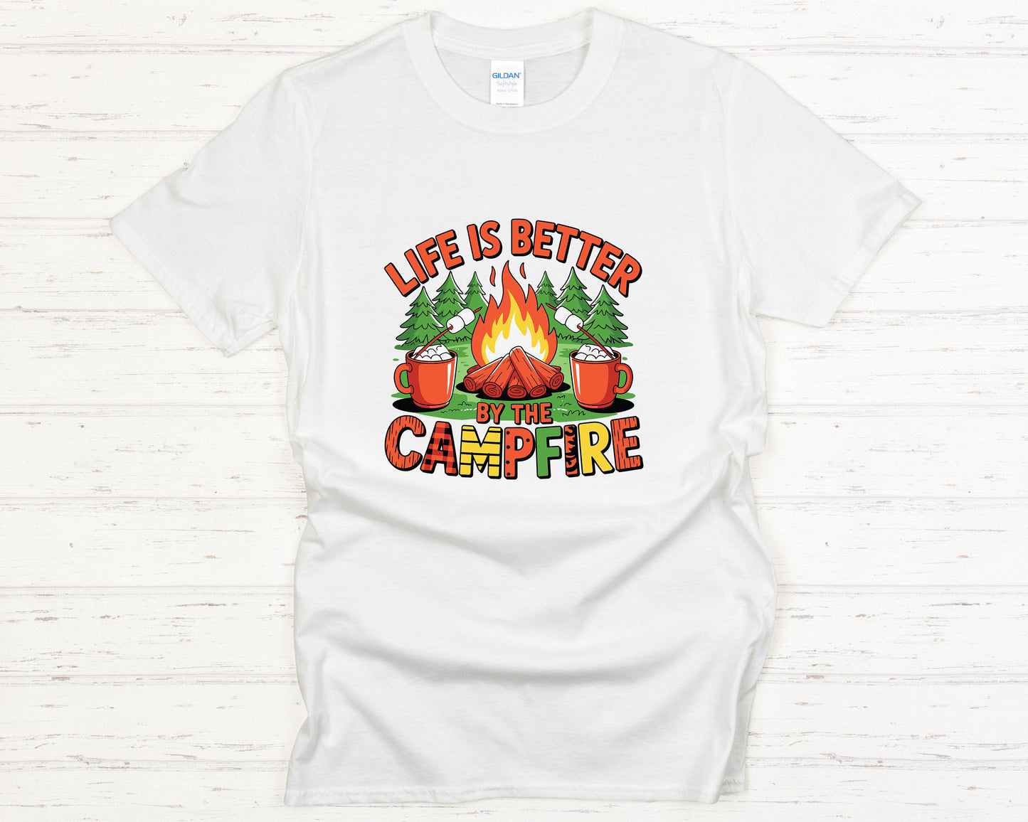 Camping Shirt Life Is Better By the Campfire – Cozy Outdoor Adventure Tee, Bonfire Lover Gift, Rustic Nature Graphic Apparel