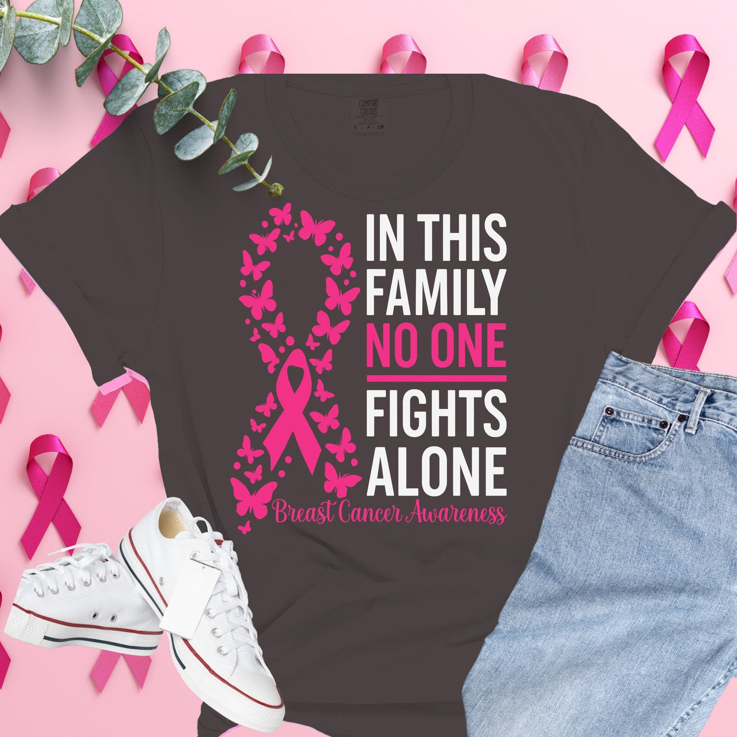  Breast Cancer Awareness Shirt on Comfort Colors® Tee – Pink Ribbon, October Support, Halloween Theme