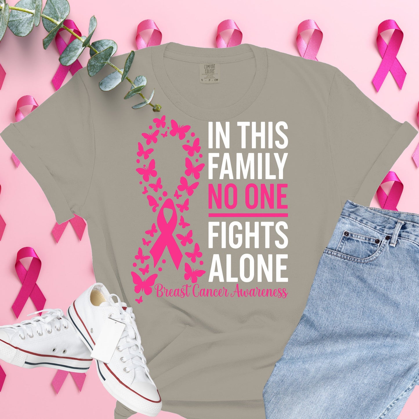  Breast Cancer Awareness Shirt on Comfort Colors® Tee – Pink Ribbon, October Support, Halloween Theme