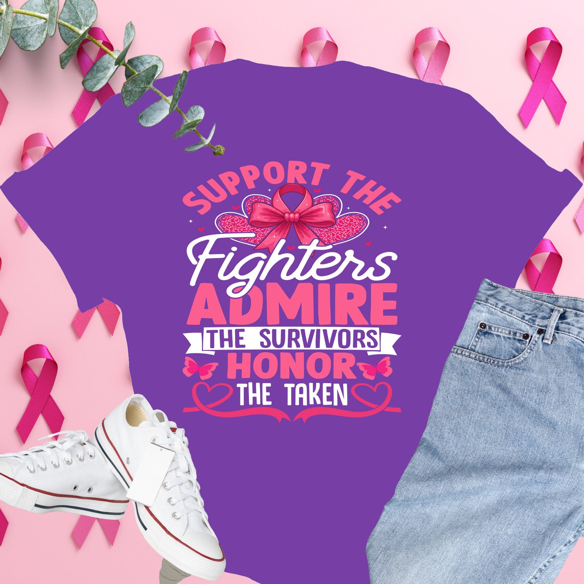  Breast Cancer Awareness Shirt on Comfort Colors® Tee – Pink Ribbon, October Support, Halloween Theme